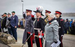 Dr. Andrea Clausen, Governor Colin Martin-Reynolds and BFSAI Brigadier Charile Harmer