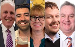 Stanley’s five elected MLAs, from left: Darwin Lewis Clifton (844 votes), Dean Dent (701), Cheryl Roberts (694), Stacy Bragger (635) and re-elected Roger Spink (555).