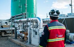 HIF Global's project envisions the production of approximately 880,000 metric tons per year of synthetic fuels from green hydrogen about three kilometers from the Argentine shore at Colón