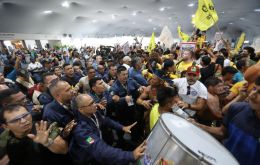 At least one security guard was injured