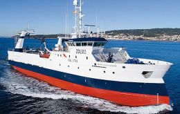 The pre-survey conducted by the M/V Monteferro between February 3 and 18 estimated Loligo squid biomass at around 41,725 tonnes.