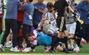 The tension, built up over a physical and stop-start match, boiled over after the whistle
